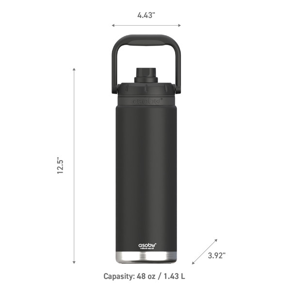 Asobu® Canyon Flaša: 1,43 L Izolirana Steklenica za Pohodništvo in Kampiranje - Black Puramic
