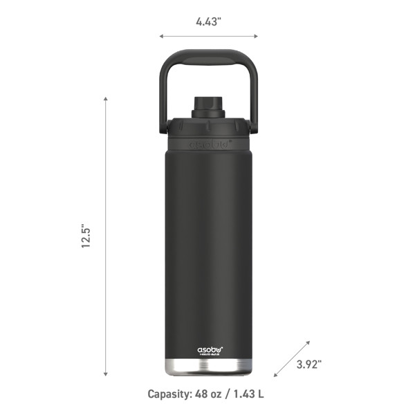 Asobu® Canyon Flaša: 1,43 L Izolirana Steklenica za Pohodništvo in Kampiranje - Črna Puramic