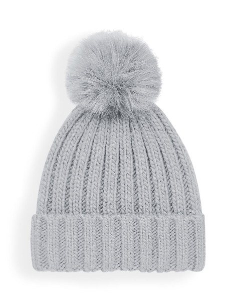Verbier Fur Pop Pom Chunky Beanie - Black / ONE SIZE