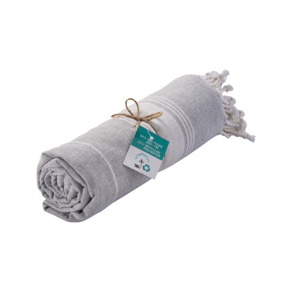 Recycled Cotton Fringed Beach Towel - Grey