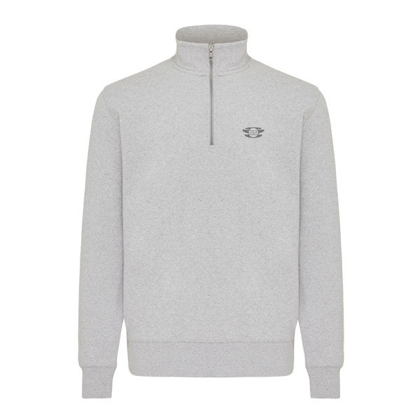 Svetr se čtvrtečním zipem IQONIQ Elgon z recykl. bavlny - Light Heather Grey / L
