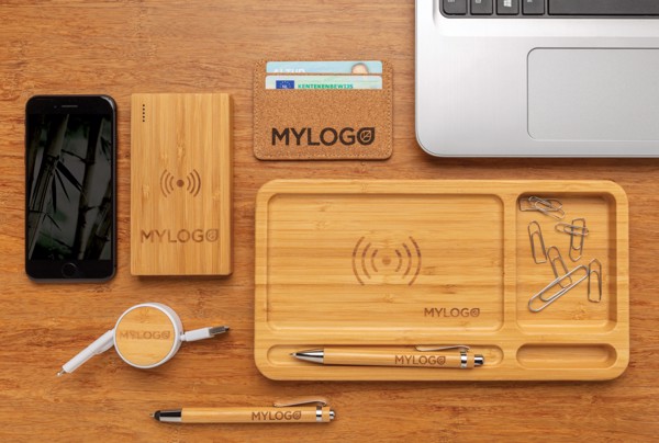 XD - Bamboo desk organiser 5W wireless charger