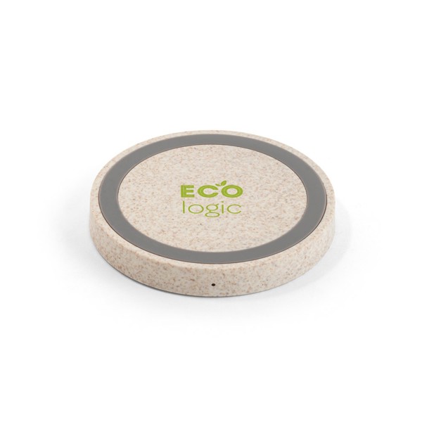 CUVIER. 15W bezdrátová nabíječka z recyklovaný ABS (65 % rABS) a pšeničná sláma (35 %)