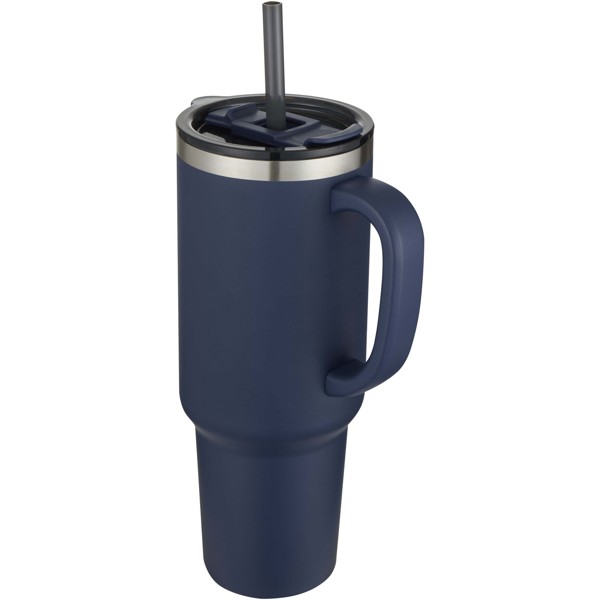 Mug Sydney 1200 ml double paroi certifié RCS avec isolation par le vide et couche de cuivre avec paille - Marine