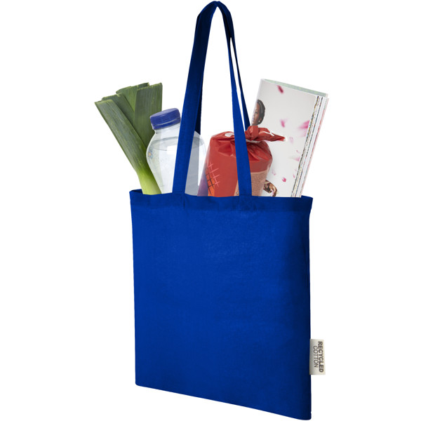 Sac shopping Madras en coton certifié GRS de 140 g/m2 de 7 L - Bleu royal
