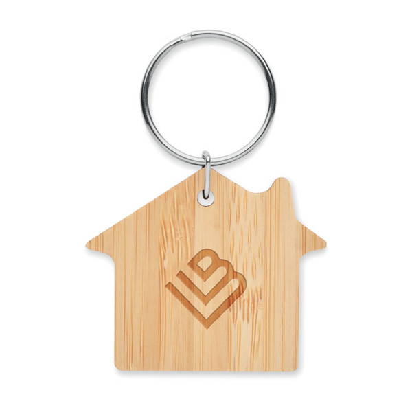 MB - House shaped bamboo key ring Houseboo