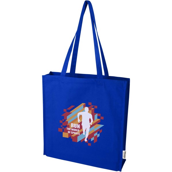 Sac shopping à soufflets Odisha bio OCS 180 g/m2 de 14 L - Bleu royal
