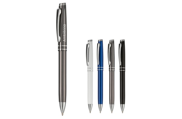 Ball pen metal 2 stripes - White