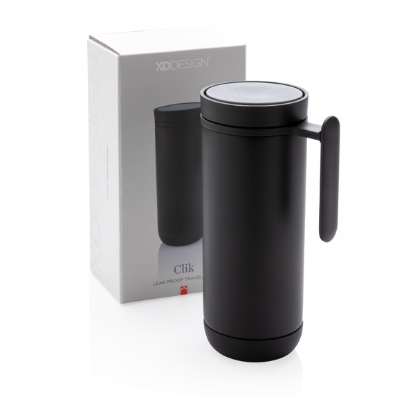 Potovalna skodelica Xd Design Clik 225 ml, neprepustna - Črna / antracit