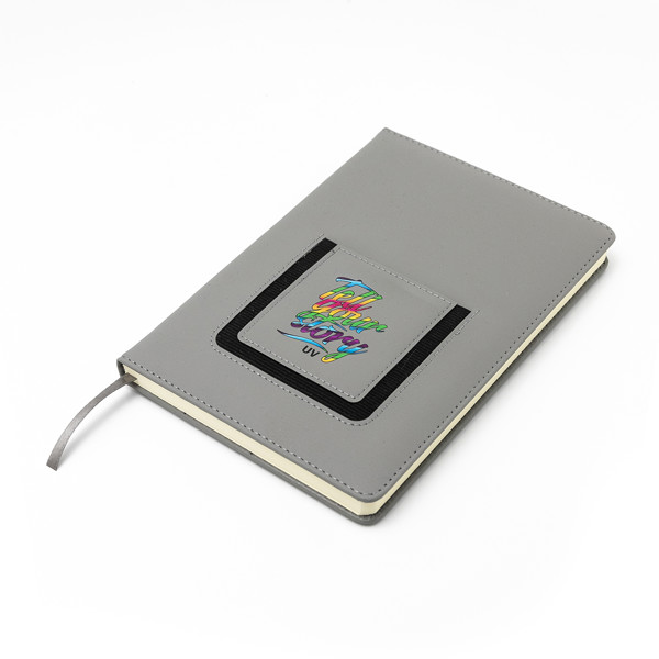 Eibar notepad with phone pocket - Grey