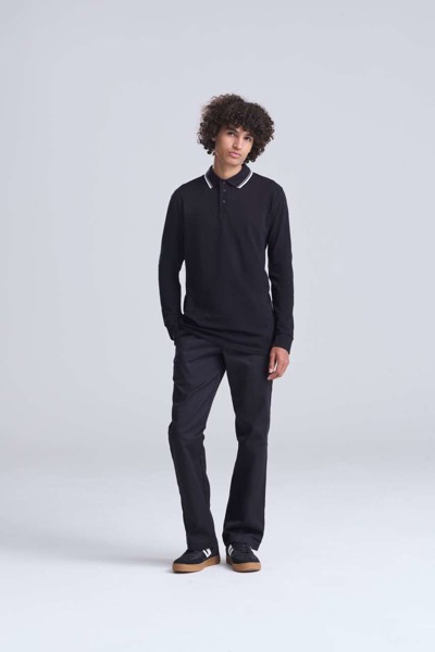 Polo majica dugih rukava s vrhom 100 - Bijela / Deep Crna / M