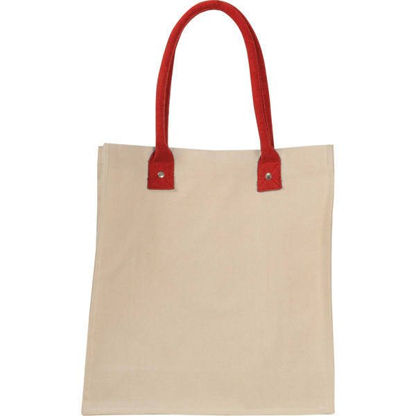 Canvas shopper with long handles RODOLFO - Red