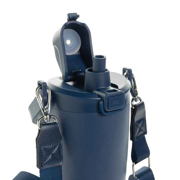 Mug en acier RCS avec bandoulière Avira Ayala - Bleu Marine