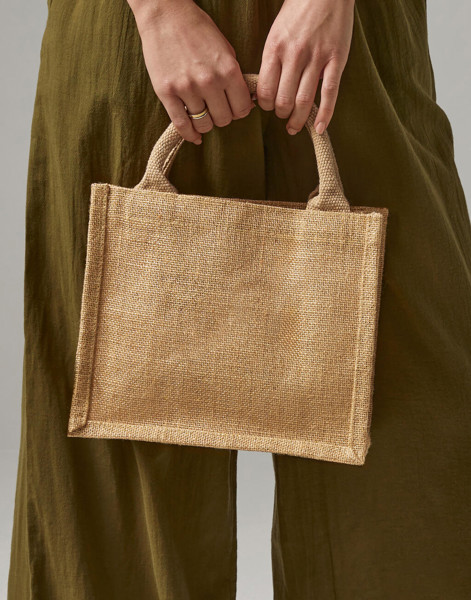 Shimmer Jute Mini Gift Bag - Natural / Gold / ONE SIZE
