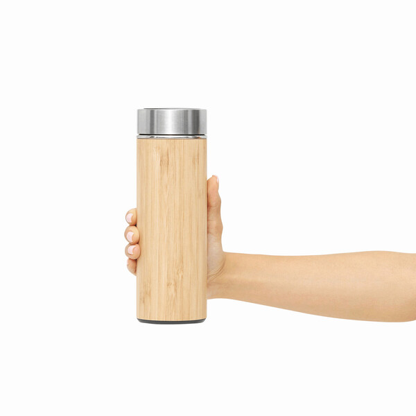 Insulated Travel Mug Bamboo Temp