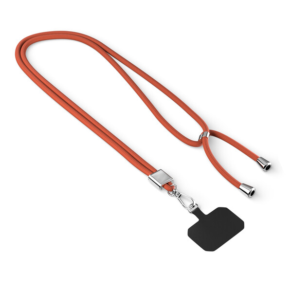 Crossbody, trendy 2-tone cord phone holder made of recycled polyester (rPET) - Orange / Silver accessories
