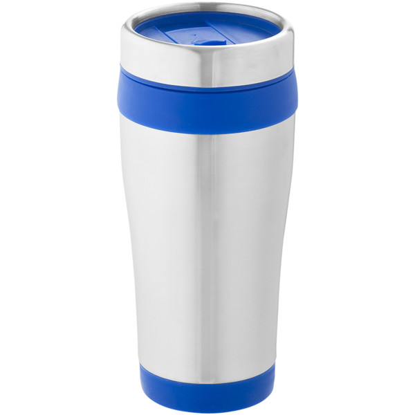 Gobelet avec isolation Elwood de 410 ml en acier inoxydable recyclé certifié RCS - Bleu