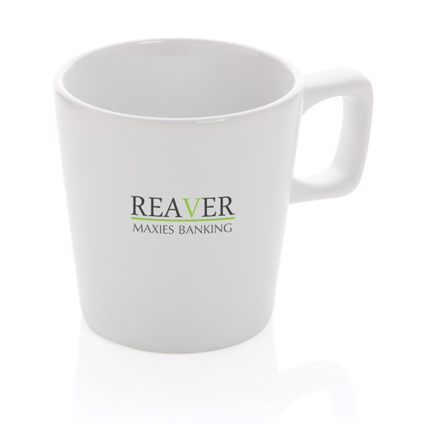 Ceramic modern coffee mug 300ml - White / White