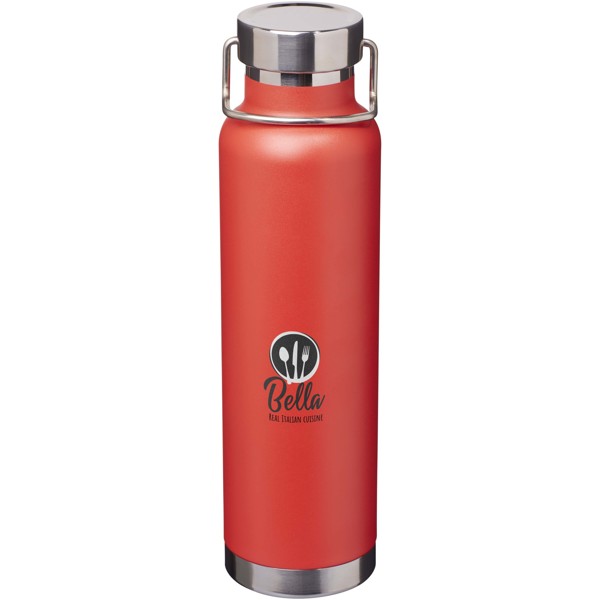 Garrafa de água de aço inoxidável reciclado com isolamento a vácuo de cobre com certificação RCS de 650 ml "Thor" - Vermelho