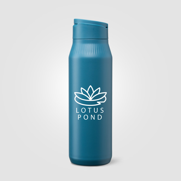 Majesty Stainless Steel Selfie Stand Bottle - 750  ml - Steel Blue / Silkscreen