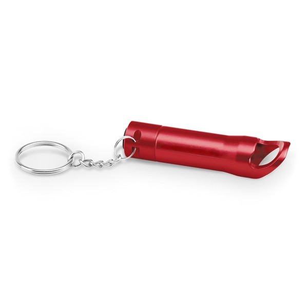TORCHEN. Metal keyring Torch with bottle opener - Red