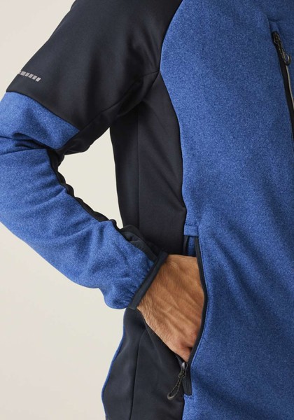 X-Pro Coldspring Ii Hybrid Performance Stretch Hooded Fleece Jacket - Oxford Blue Marl / Navy / 3XL