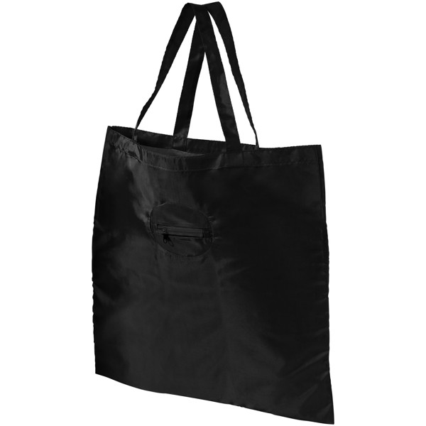 Take-away foldable shopping tote bag with keychain - Solid Black