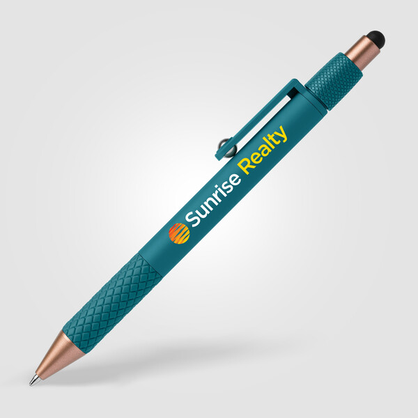 Nora Recycled Plastic Relax Fidget Stylus Pen - Teal / 4 Color inkjet