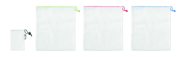 Set of 3 reusable mesh food bags RPET, 300x250mm