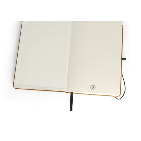 MATISSE. Bloco de notas A5 com capa rígida em pele (70% reciclada) com folhas pautadas - Castanho Claro