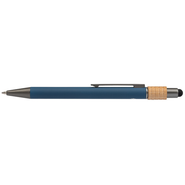Reborn Spinner Stylo en aluminium recyclé avec stylet - breveté - Bleu marine / Jet d’encre 4 couleurs