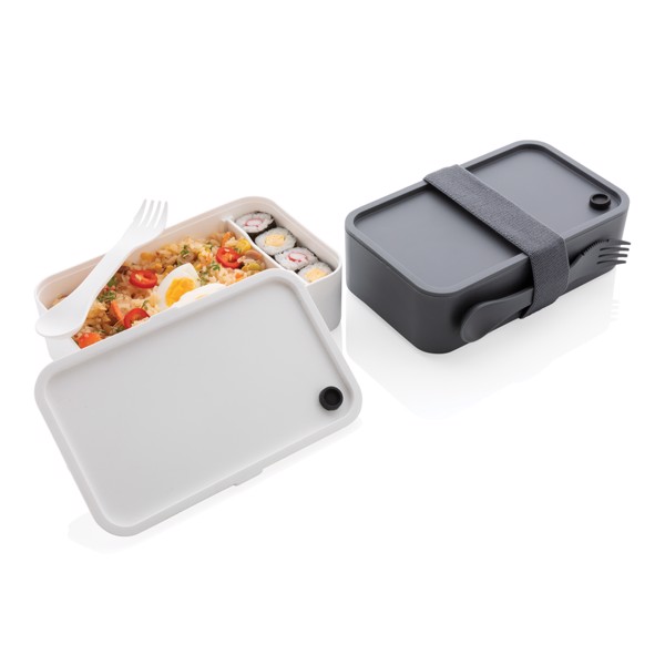 PP lunchbox with spork - White