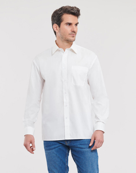 Cotton Poplin ShirtLS - White / 2XL