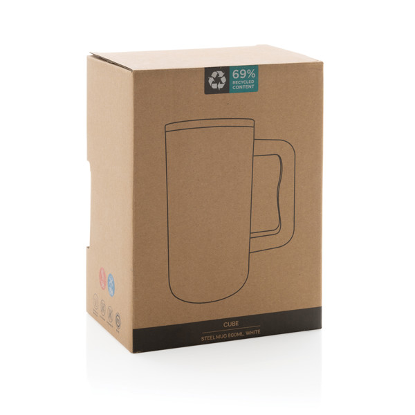 Cube RCS certified recycled steel mug 800ml - White