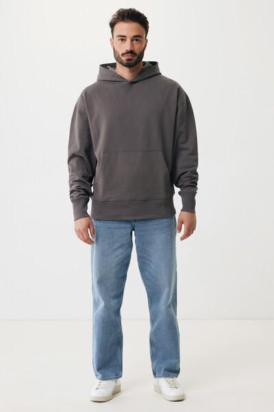 Mikina s kapucí Iqoniq Yoho relaxed fit z recykl. bavlny - Antracitová / XXXL