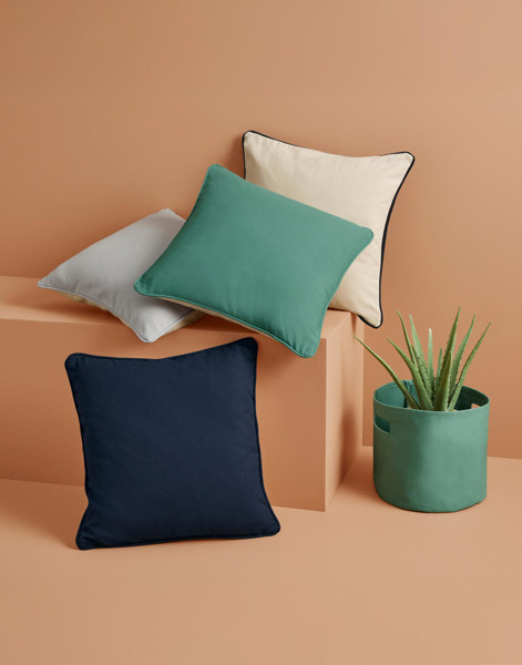 Fairtrade Cotton Piped Cushion Cover - Natural / Black / ONE SIZE