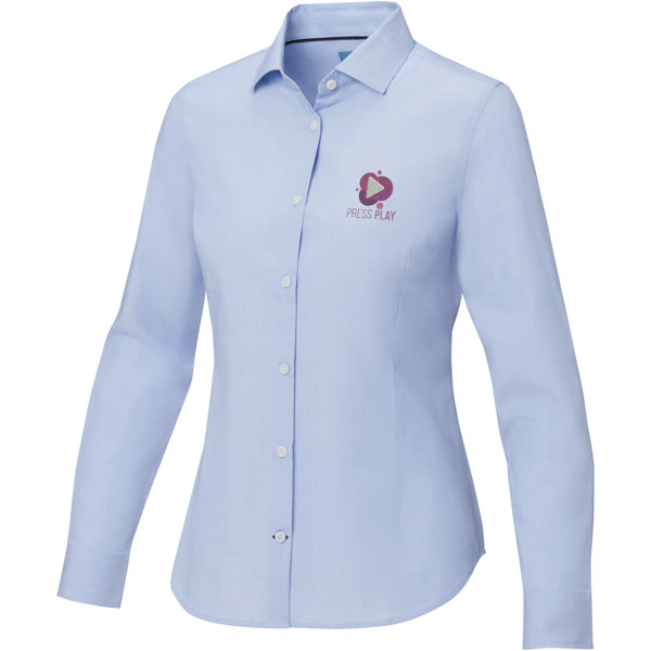 T-shirt para mulher de manga comprida em material de produção biológica "Cuprite" - Azul claro / XS
