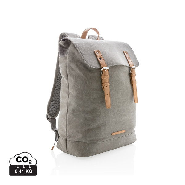Canvas laptop backpack PVC free Storm Grey
