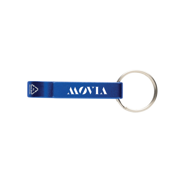 Porte-clés décapsuleur en aluminium recyclé RCS - Bleu