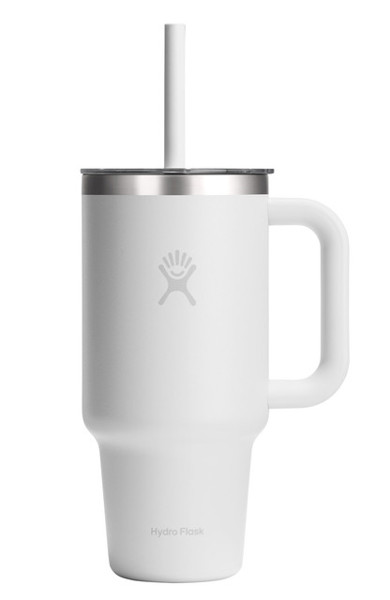 32 OZ TRAVEL TUMBLER CLEAR LID WHITE