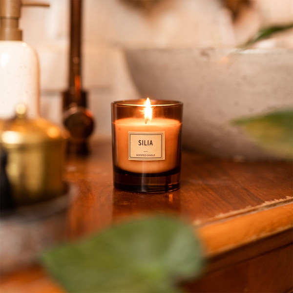 Silia candle in a wooden box