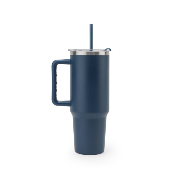 JOYNER XL. Velký cestovní hrnek z nerezové oceli (91 % recyklovaný) s vakuově izolovanou dvojitou stěnou a matným povrchem 1300 ml - Námořnická Modrá