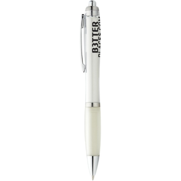 Stylo bille avec corps et grip colorés Nash - Blanc