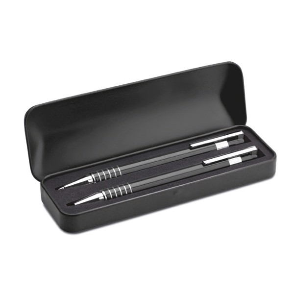 Ball pen set in metal box Alucolor - Black