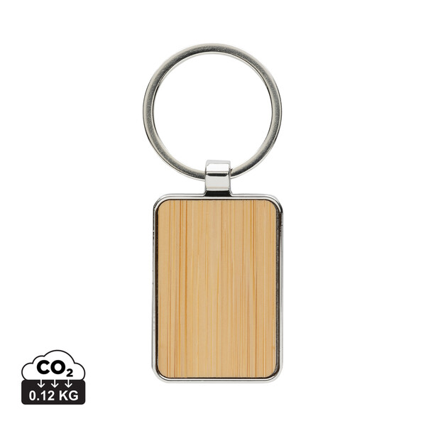 Xd Collection bamboo,zinc alloy rectangle keychain