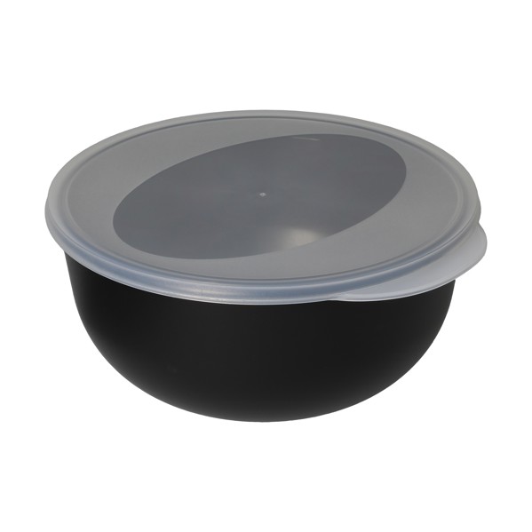 Food Bowl "Togo", 1.0 L, 1K Lid - Plain Black / Transparent-Milky
