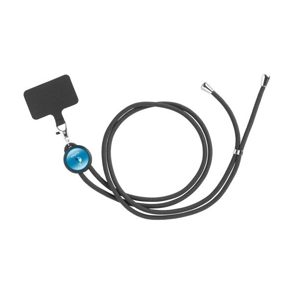 Lace Lanyard GRS RPET 0,5 cm phone keycord - Black