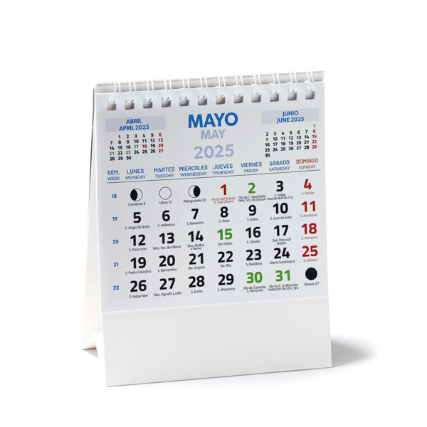 Personalised desk calendar with rings and monthly view