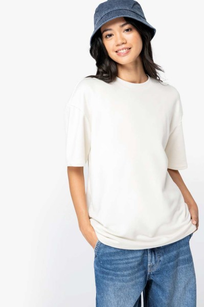 Unisex Eco-Friendly Oversized French Terry T-Shirt - Ivory / XL