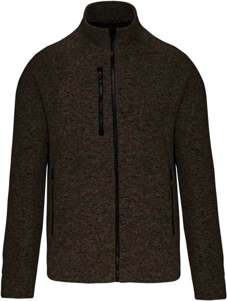 Men's Full Zip Heather Jacket - Dark Khaki Melange / 3XL